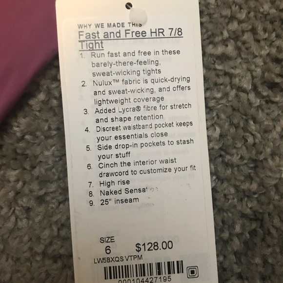 ❌SOLD❌ Lululemon Fast and Free NWT - Picture 5 of 5